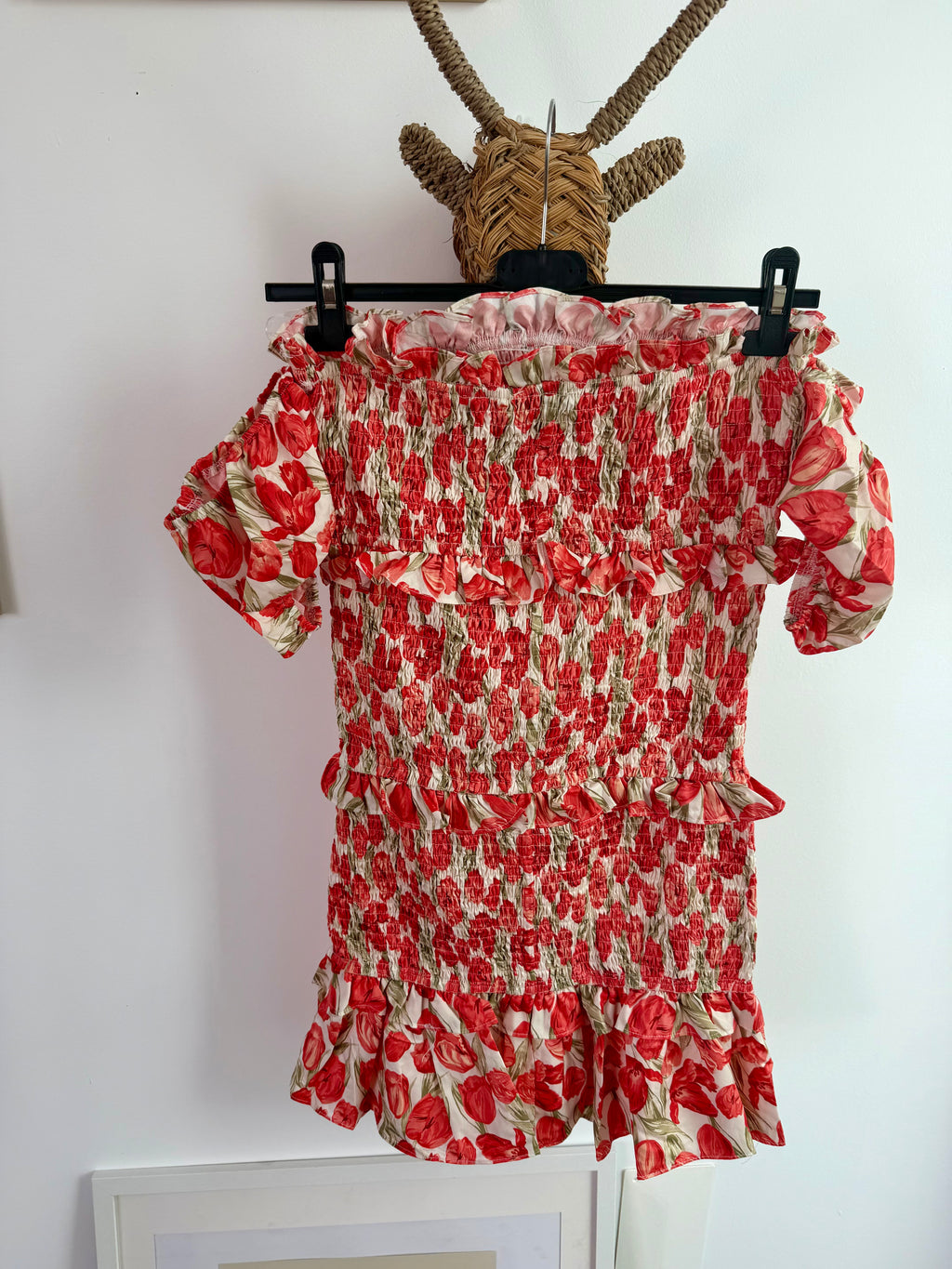 DiME – Vestido Flores, vestido curto smock floral laranja (foto 1)
