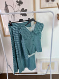 DiME – Conjunto Benedita, top e saia midi xadrez azul (foto 1)
