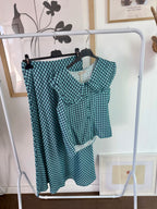 DiME – Conjunto Benedita, top e saia midi xadrez azul (foto 1)