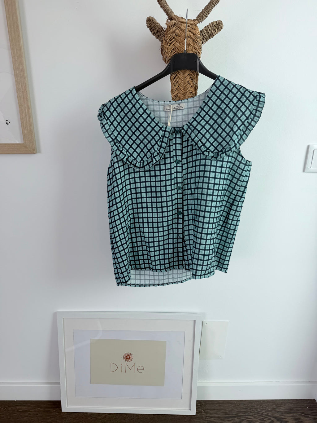DiME – Conjunto Benedita, top e saia midi xadrez azul (foto 3)